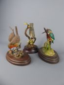 Three Mid-20th Century Bronze and Polychrome Casting's of Birds, including a Robin, Kingfisher and a