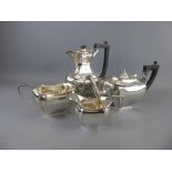 An Art Deco Silver Tea Service, comprising coffee pot, tea pot, milk jug and sugar bowl,