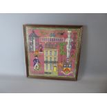 A Cross-Stitch Sampler depicting '99 Montpellier Terrace, Cheltenham', dated 1978 and framed and