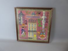 A Cross-Stitch Sampler depicting '99 Montpellier Terrace, Cheltenham', dated 1978 and framed and