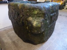 A 16/17th Century Plague/Boundary Stone, approx 43 x 43 x 35 cms, chiselled with the date 1666 and