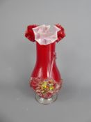 A Vintage Murano-Style Ruby Red Glass and Millefiori Vase, approx 20 cms.