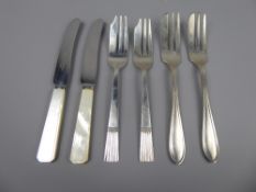 Miscellaneous Silver Wear, including twelve cake forks, Sheffield hallmark, mm C.B. & S. approx