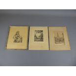 N. F Barrant Etching entitled 'Australian Camp', together with two miscellaneous prints. (3)