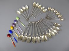 Miscellaneous Silver-Twisted Stem Tea Spoons and Coffee Spoons, including twelve tea spoons, six