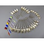 Miscellaneous Silver-Twisted Stem Tea Spoons and Coffee Spoons, including twelve tea spoons, six