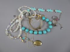 Miscellaneous Costume Jewellery, including a turquoise style bracelet and necklace, crystal effect