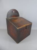 A Victorian Wooden Salt Box, with hinged sloping lid and catch, approx 30 x 42 cms (to top of