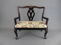 A Miniature Chippendal Style Doll's Bench with tapestry seat, approx 39 x 20 x 40 cms high.