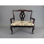 A Miniature Chippendal Style Doll's Bench with tapestry seat, approx 39 x 20 x 40 cms high.