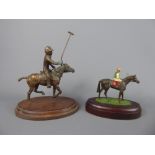 Two Mid-20th Century Bronze Castings, depicting a polo player on horseback and jockey on