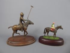 Two Mid-20th Century Bronze Castings, depicting a polo player on horseback and jockey on