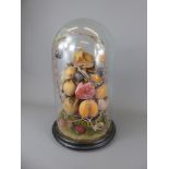 A Victorian Wax Fruit Centrepiece under original glass dome, approx 37 x 23 cms dia..