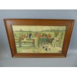 A Chromolithograph Print, depicting a humorous hunting scene by Victor Venner, approx 50 x 74