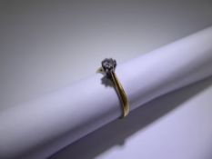 A Diamond Solitaire Ring. Approx 20 pts dias, size O, approx 2.2 gms.