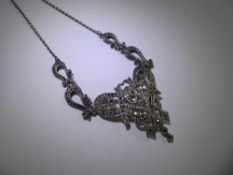 An Art Nouveau Silver and Marcasite Necklace, approx 19 gms.