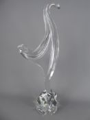 A French 'Daum' Crystal Glass Figure of a Cockerel, engraved to base, approx 50 cms.