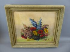An Original Oil on Canvas, still life study of a bouquet of flowers, framed and glazed, approx 67