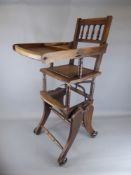 A Victorian Child's Metamorphic High-Chair on Wheels, which also converts into a rocker and potty