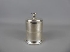 A Silver Table Cigarette Stand, the stand of cylindrical design with engine-turned decoration,