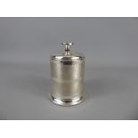 A Silver Table Cigarette Stand, the stand of cylindrical design with engine-turned decoration,