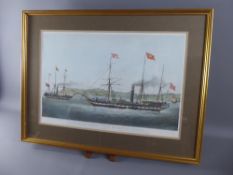 William John Huggins Coloured Print, entitled 'Ships of the General Steam Navigation Company', circa