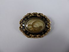 A Victorian 9ct Yellow Gold and Enamel Mourning Brooch/Pendant, the brooch dated 1866, approx 42 x