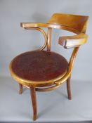 An Vintage Thonet Bentwood Bedroom Chair with decorative carving to seat.