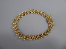 A Lady's 18ct Yellow Gold Heart Bracelet, approx 20 cms, 15.6 gms.