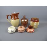 Miscellaneous Items of Pottery, including a money box, an unlidded pot with marks beneath, a