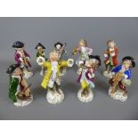 A Collection of 19th Century Sitzendorf and Volkstedt Porcelain Figurines, after the 'Monkeyband'