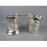 A Viners Sheffield Plate Ice Bucket, together with a silver plated bottle holder. (2)