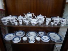 A Susie Cooper 'Blue Dahlia' Porcelain Dinner and Tea Service, including six dinner plates, six fish