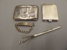 A Silver Match Case, Birmingham hallmark, dated 1929, mm J G Ltd, the case with engine turned