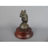 A Mid-20th Century Bronze Casting of a Field Mouse, raised on a mahogany plinth, approx 13 cms.