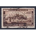 1949 Roman Republic 100l brown F/U, fine.