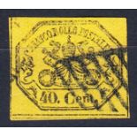 Papal States: 1867 40c black on yellow used, fine.