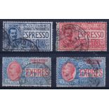 Express Stamps: 1925 & 1926 Sassone 11-14 used, 2l & 2l50 with faults.