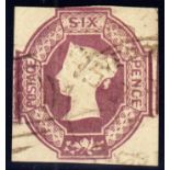 1847-54 6d used, 4 margins, fine.