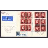 1937 (Aug 4th) Tangier & Spanish Morocco Agencies 1½d pair both in cylinder blocks of 6 on FDC with