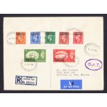 1951 (May 3rd) Morocco Agencies Festival defins set of 7 on FDC with Registered British Post Office