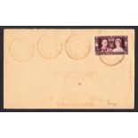 1942 cover Tristan Da Cunha to Bournemouth bearing Tangier(!) 1937 Coronation stamp cancelled with