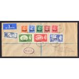 1951 (May 3rd) Tangier set of 8 on FDC with Registered British P.O. Tangier oval H/S.