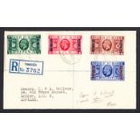 1935 Silver Jubilee: Morocco Agencies (British overprint) set on FDC with Registered British P.O.