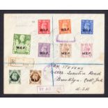 1943 (Jan 1st) M.E.F. set of 9 on registered FDC with Asmara CDS.