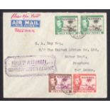 1938 Air Mail envelope addressed to Freetown, Sierra Leone bearing SG 150, ½d black & green (2),