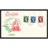 1954 (Feb 8th) Tangier 9d, 10d & 11d on illustrated FDC with British Post Office Tangier CDS.