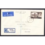 1955 (Sept 23rd) Muscat 2 rupees on 2/6d on FDC with Muscat reg CDS. Typed address, fine.