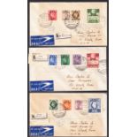 1949 (Jan 19th) B.M.A. Eritrea set of 12 on 3 matching registered FDCs with Asmara CDS.