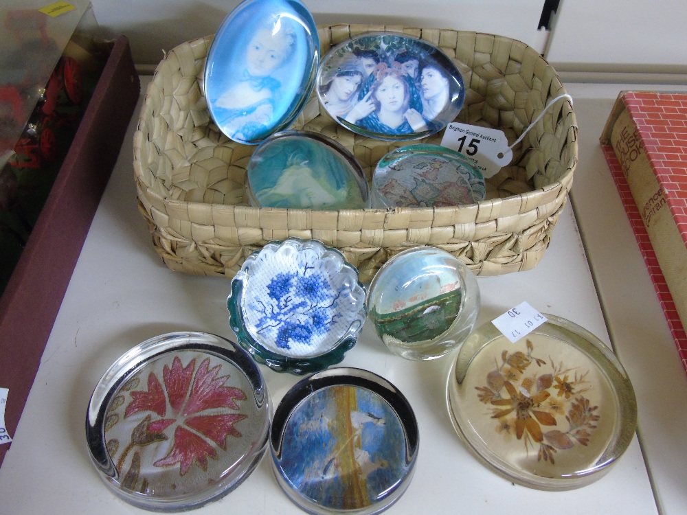 8 GLASS PAPERWEIGHTS